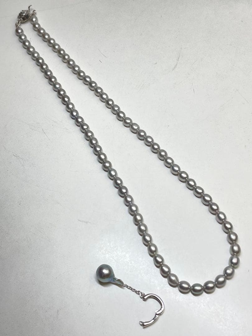 本真珠】 ネックレス SILVER グレー 淡水パール ヴィンテージ | www