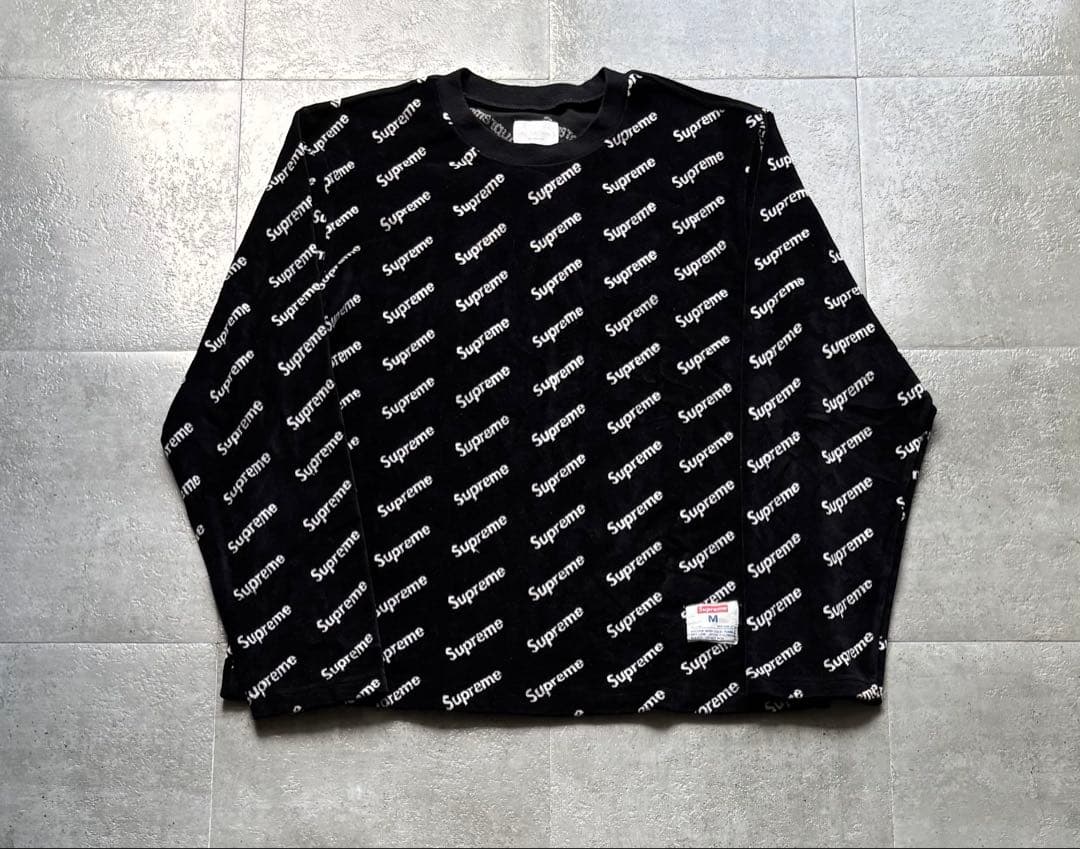 17AW シュプリーム　Velour Diagonal ベロアカットソー　M