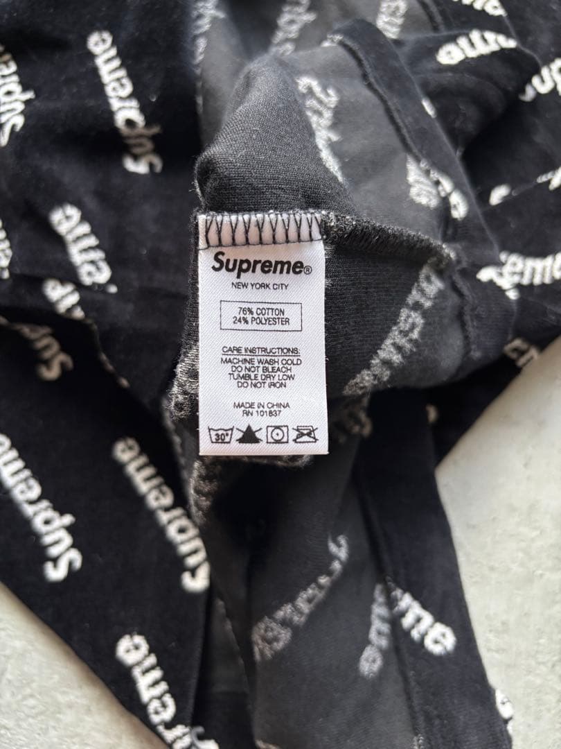 17AW シュプリーム　Velour Diagonal ベロアカットソー　M