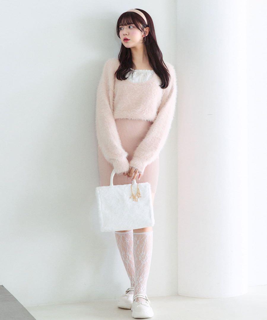 OLIVE des OLIVE Yui企画　ニットミニワンピ　ピンク