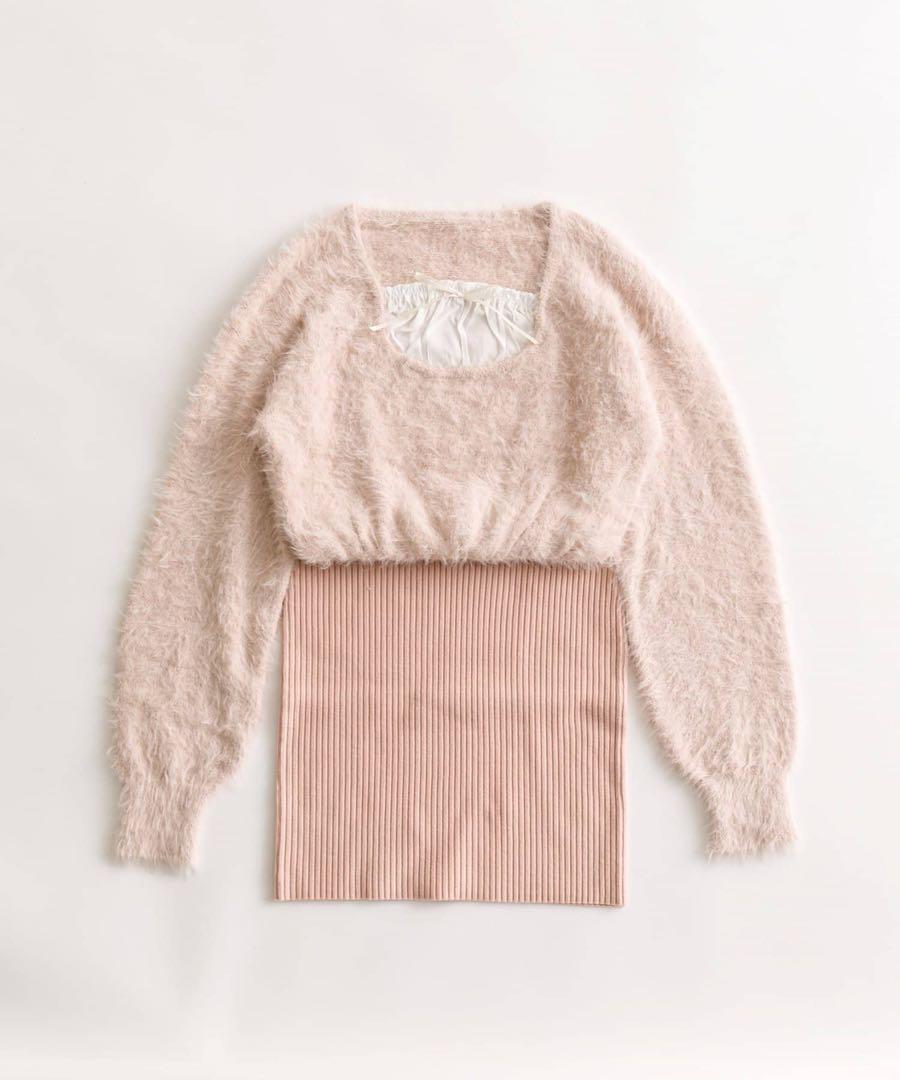 OLIVE des OLIVE Yui企画　ニットミニワンピ　ピンク
