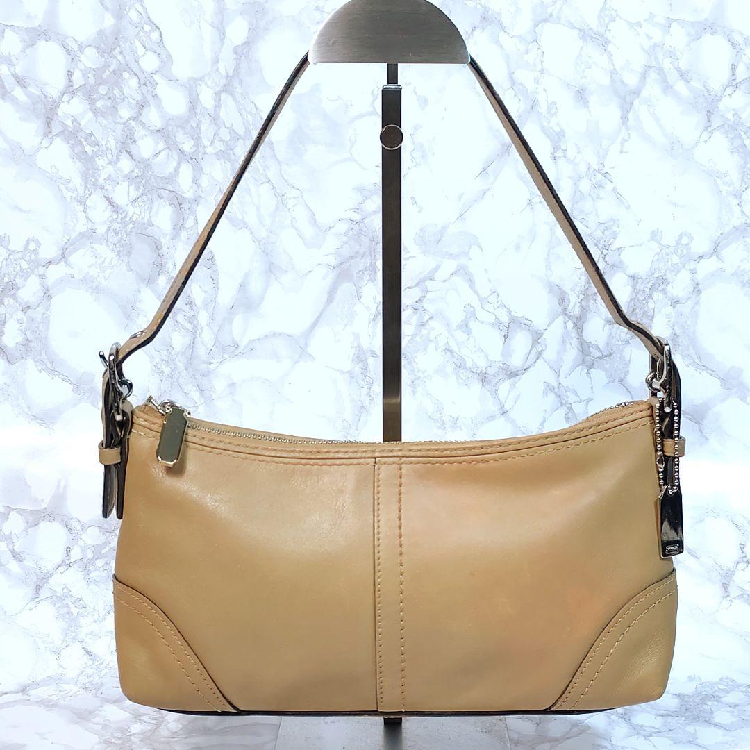 COACH コーチ ワンショルダーバッグ ベージュ オールレザー