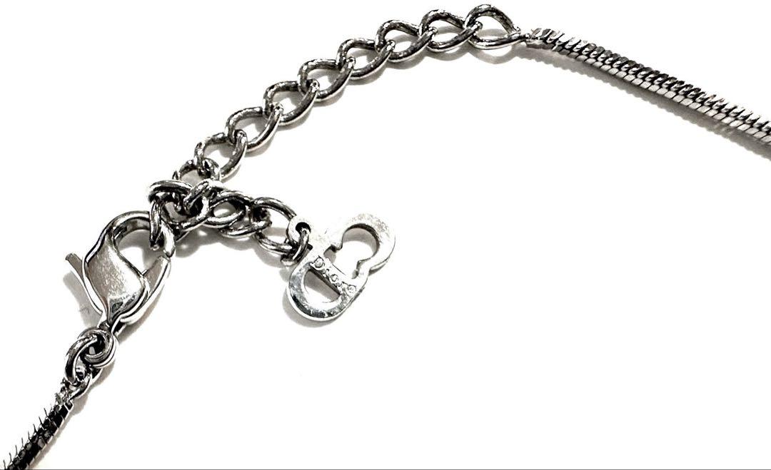 Christian Dior トロッター シルバー ネックレス ロゴ 00s 黒