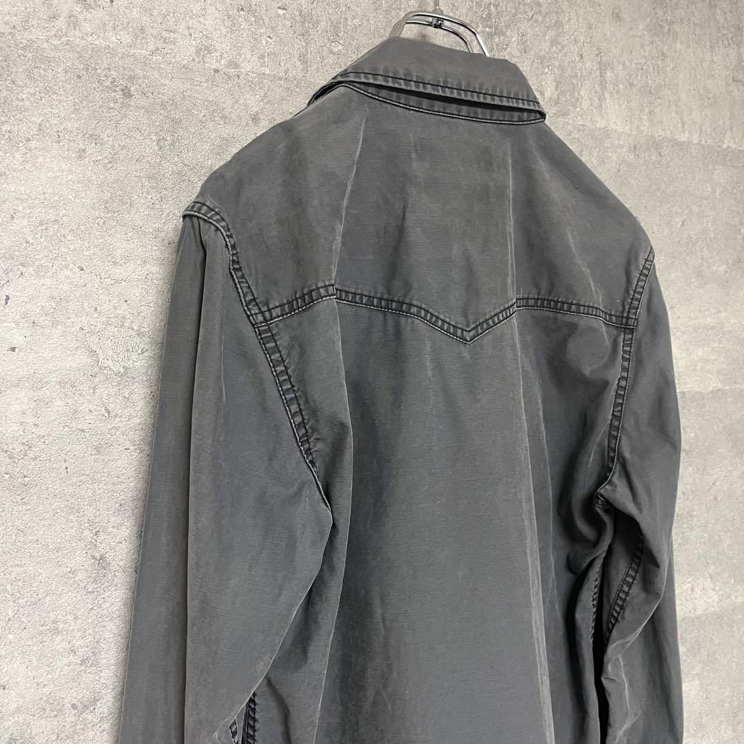 希少 レミレリーフ 長袖シャツ ウエスタンシャツ スタッズ 黒系 グレー M