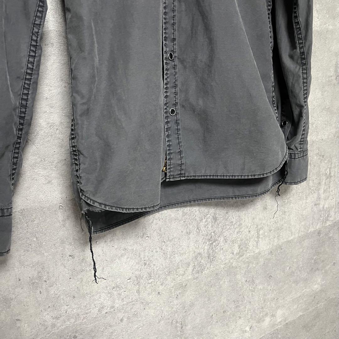 希少 レミレリーフ 長袖シャツ ウエスタンシャツ スタッズ 黒系 グレー M