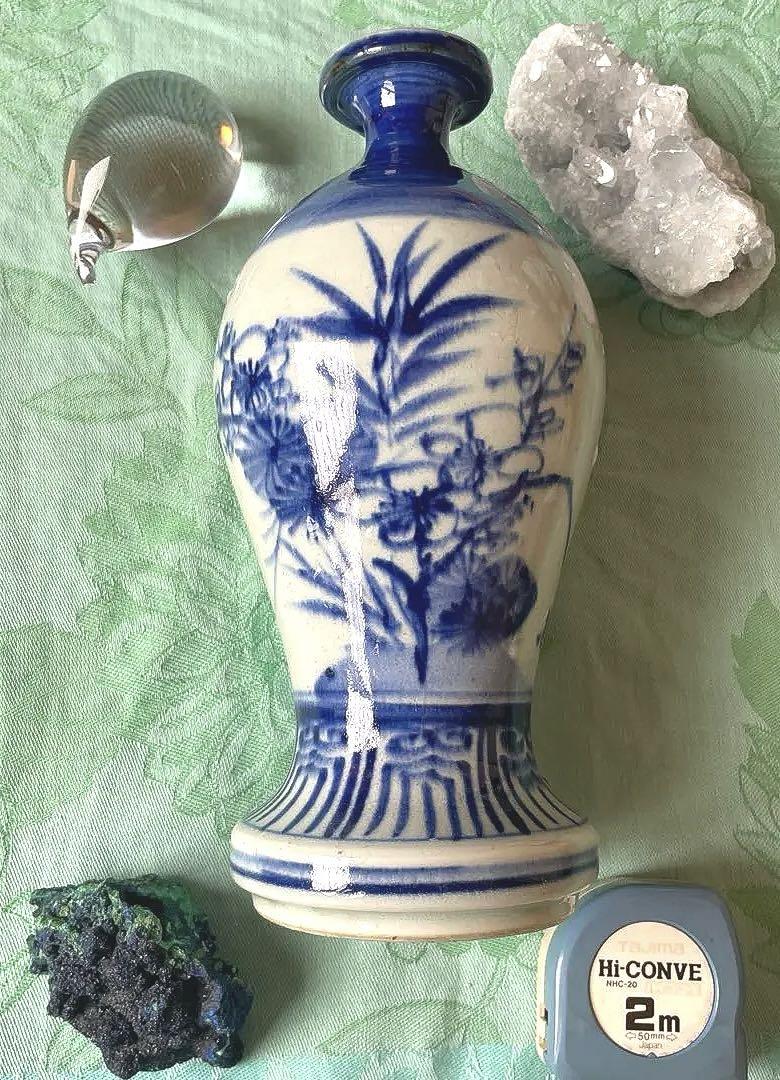 幕末明治松竹梅吉祥紋様花器徳利陶磁器