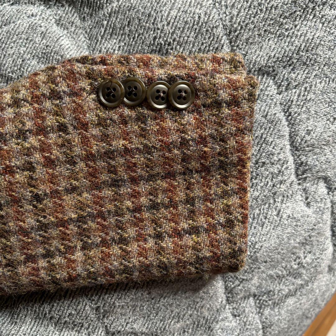 希少品】Harris Tweed チェック柄 ピュアウールテーラードジャケット ジャケット・アウター