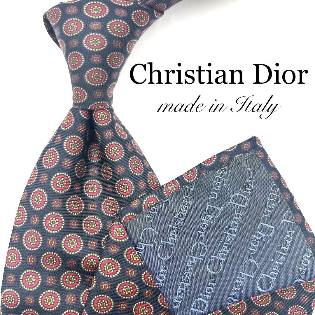 大特価】Christian Dior ネクタイ 小紋柄 ブラック レッド