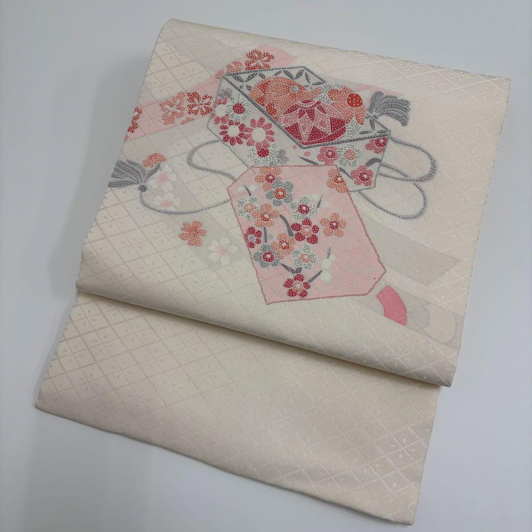 ̮⃝ 長尺 総刺繍 紫陽花 花籠 夏帯 名古屋帯 obi - メルカリ