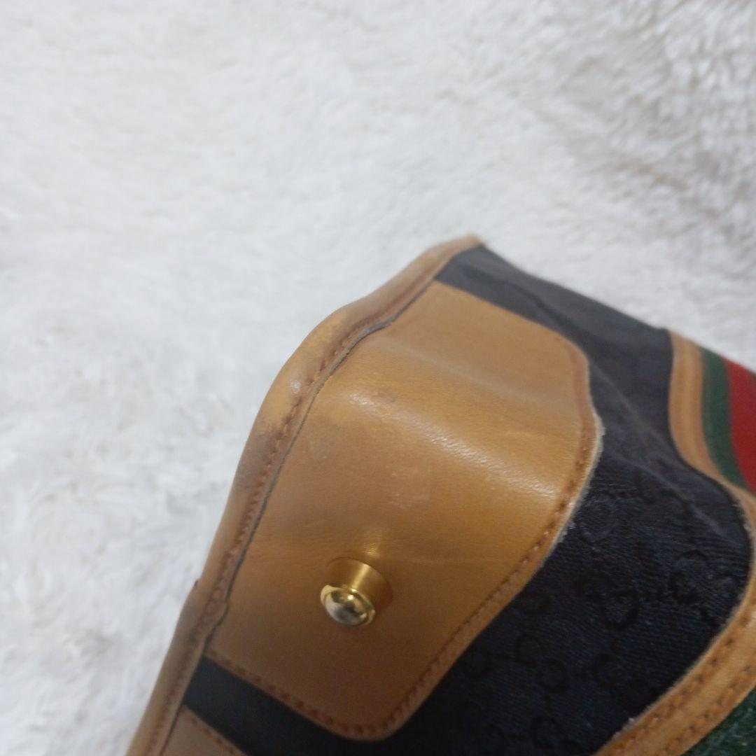 GUCCI　ボストンバッグ　シェリーライン　GGキャンパス  レザー　ブラック