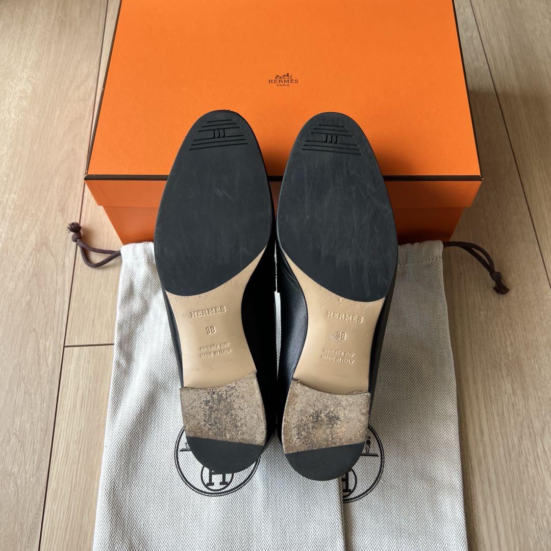 HERMES エルメス モカシン ローファー パリ ブラック 38 美品