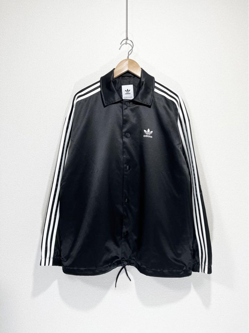 常田大希着用 adidas サテン コーチジャケット 黒 Mトラック 常田大希着用 adidas サテン コーチジャケット 黒 Mトラック