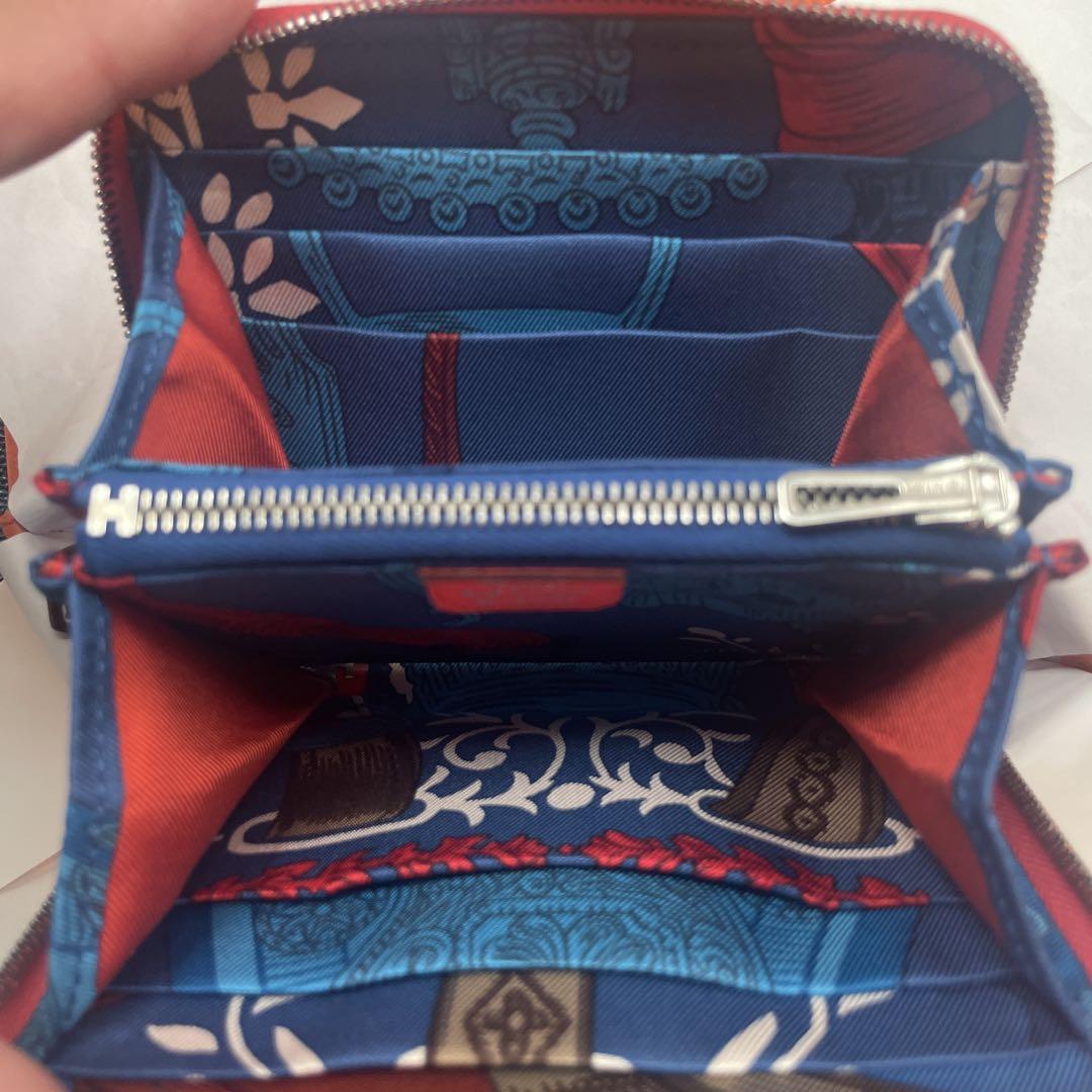 HERMES シルクイン　コンパクト オレンジ レザー 二つ折り財布