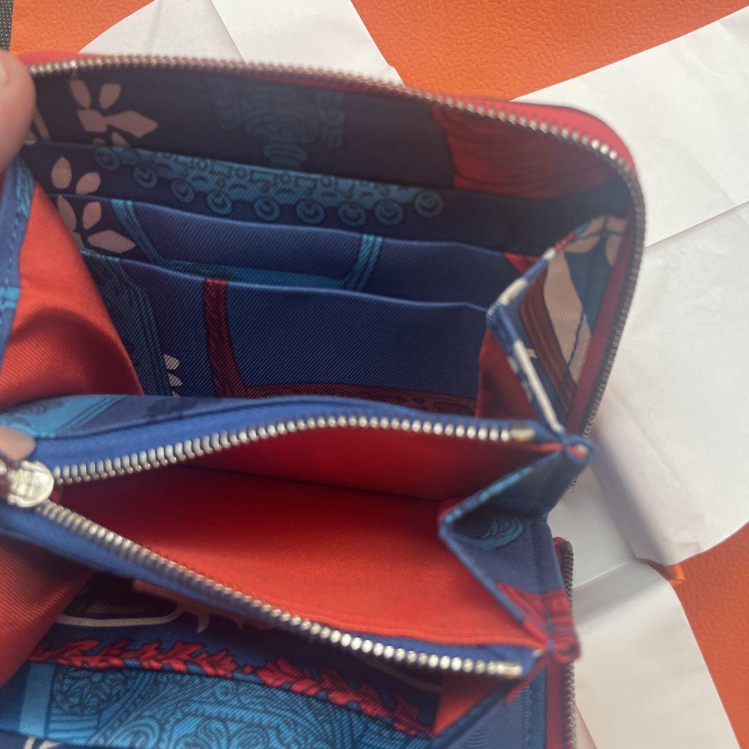 HERMES シルクイン　コンパクト オレンジ レザー 二つ折り財布