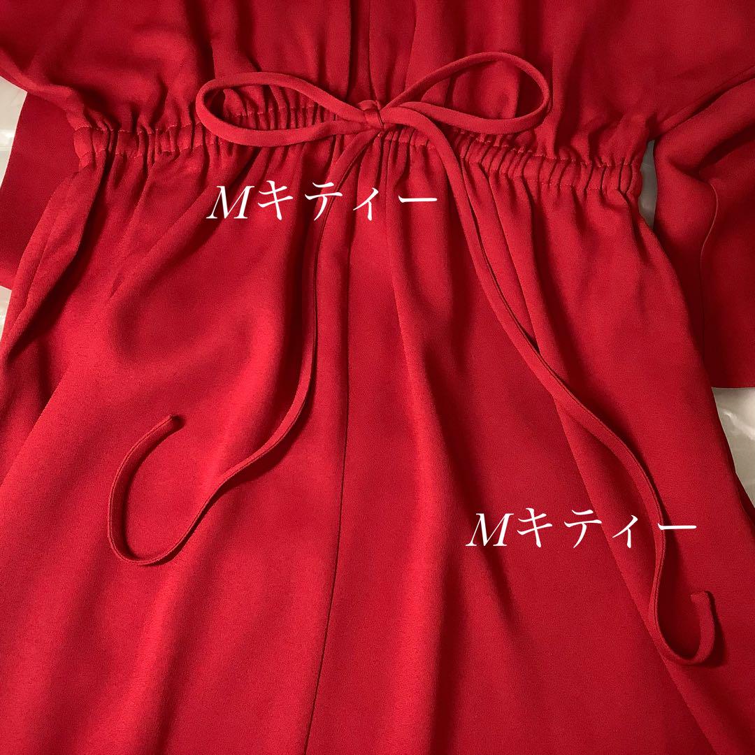 【 VALENTINO 】ヴァレンティノ★タイ付き・赤ロングワンピース★１回着用 VALENTINO 】ヴァレンティノ☆タイ付き・赤ロングワンピース☆1