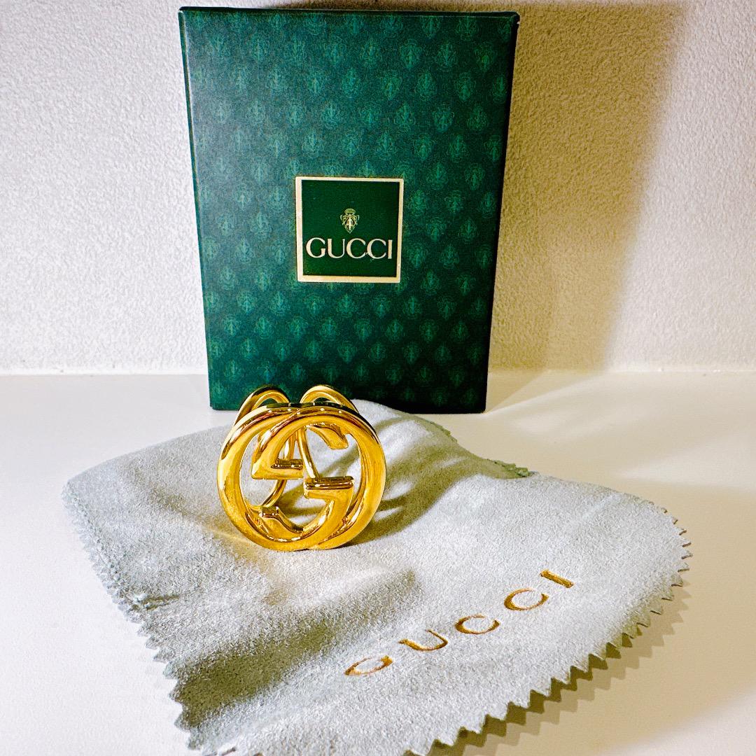選ぶなら インターロッキング 美品】GUCCI GG ゴールド リング スカーフ 小物