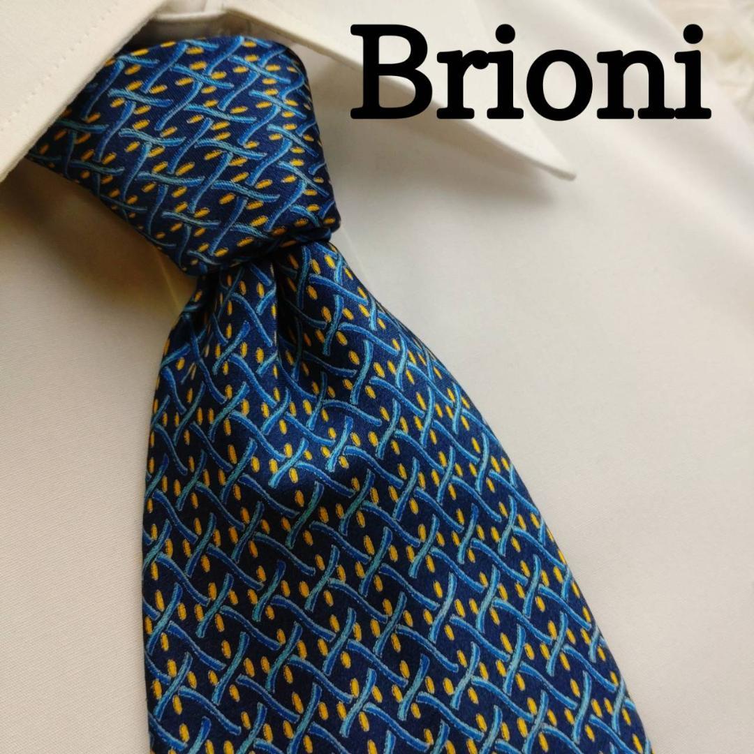 美品 高級 Brioni シルクネクタイ イタリア製 ブルー ブリオーニ ジェネレス GENELESS Brioni ブリオーニ ネクタイ シルク