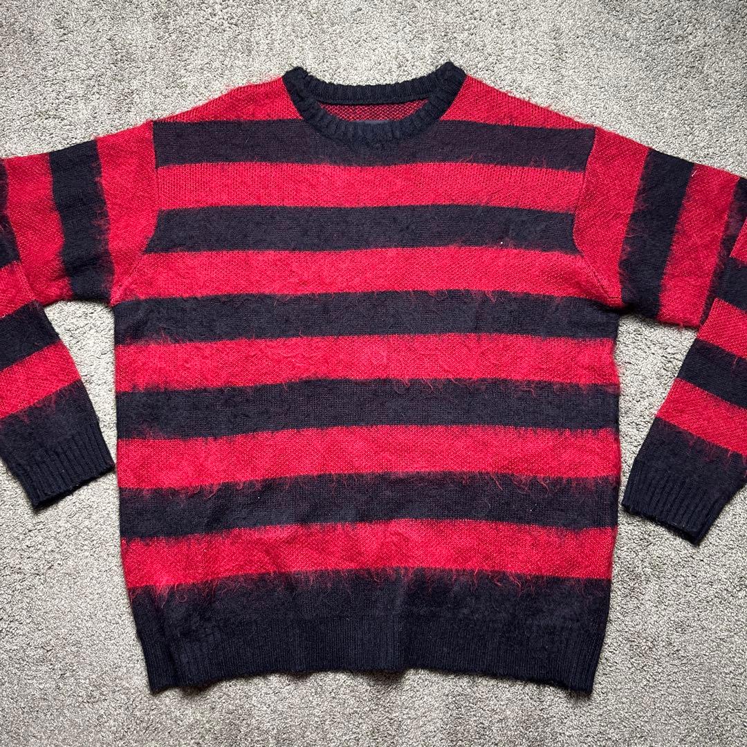 TOWNCRAFT モヘアニット セーター ボーダー レッド ブラック