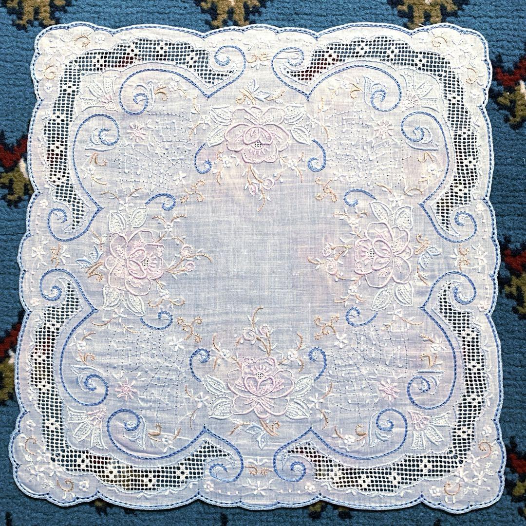 大人気アイテム Deadstock】ヴィンテージ新品未使用 スワトウ刺繍ハンカチ 小物
