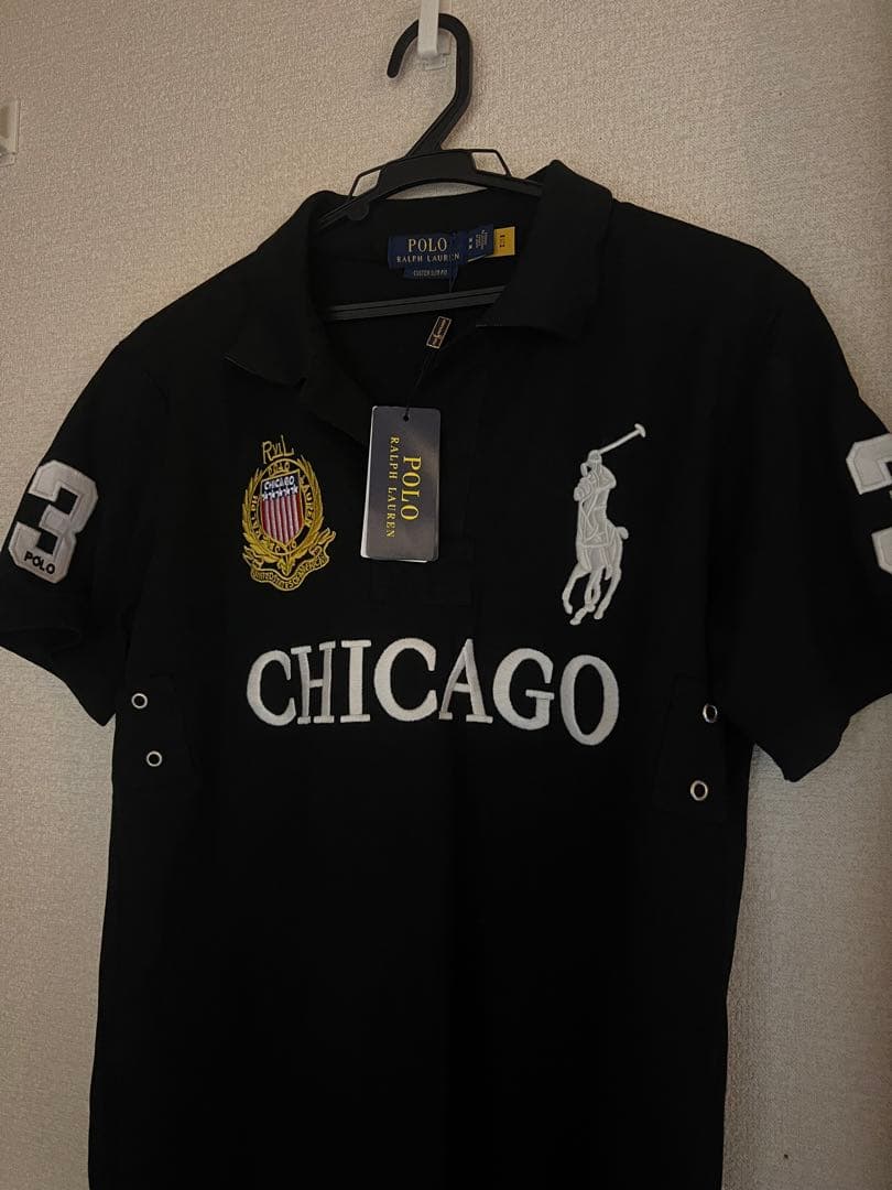 ポロラルフローレン半袖ポロシャツ ビッグポニー　シカゴ　chicagoブラックM