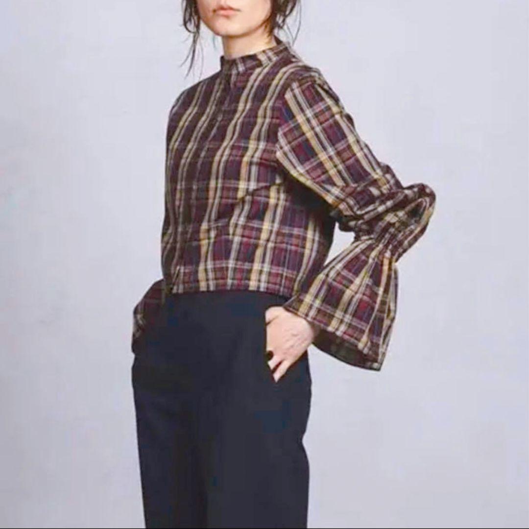 ル 年末のプロモーション チェックブラウス エリン 美品】ELIN 石原さとみさん着用 M 38 シャツ+ブラウス(長袖+七分)