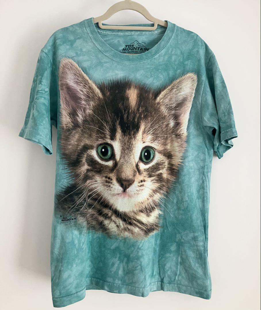【THE MOUNTAIN】猫　アニマルプリントTシャツ　タイダイ染め