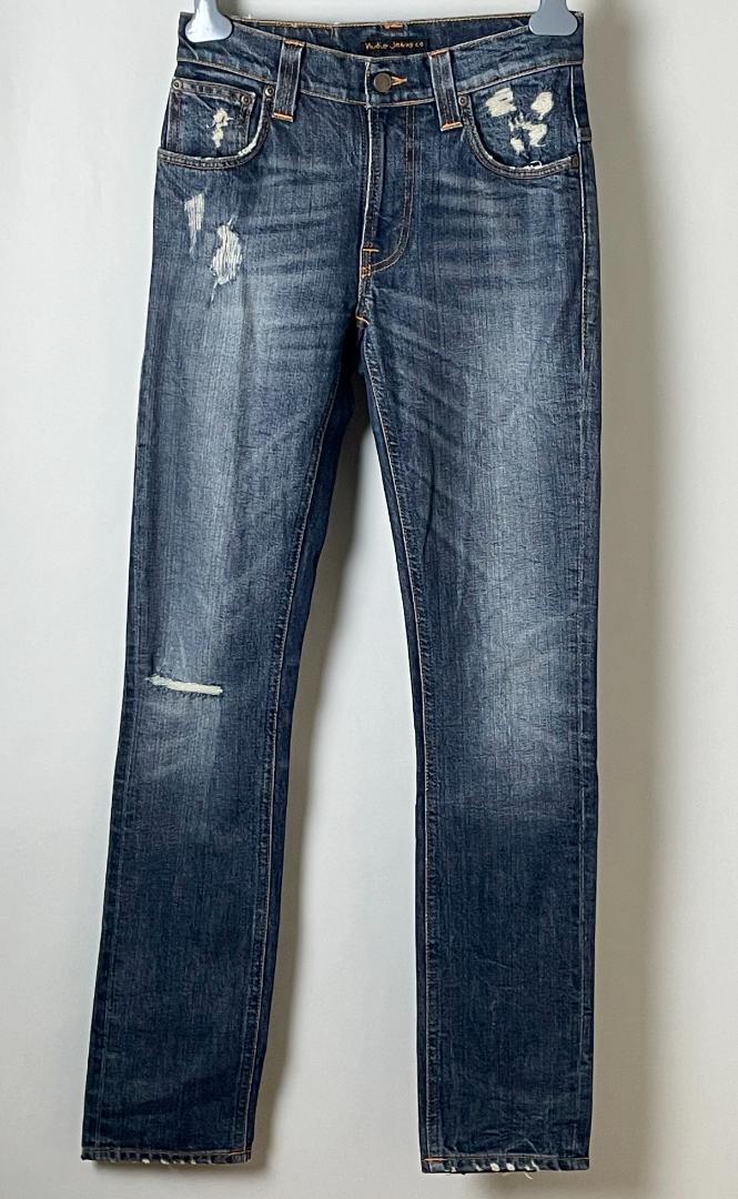 美品★ヌーディージーンズ THIN FINN インディゴ デニム パンツ W27