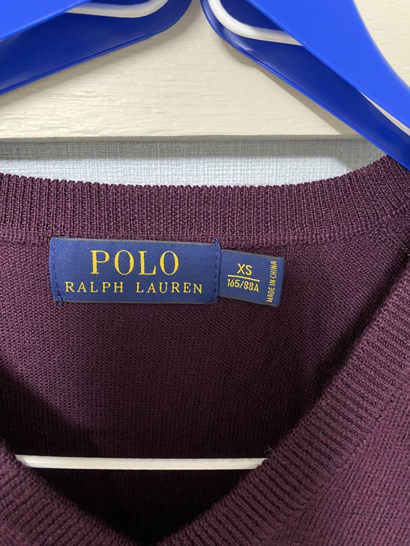 Polo Ralph Lauren バーガンディ Vネックニット XS - メルカリ