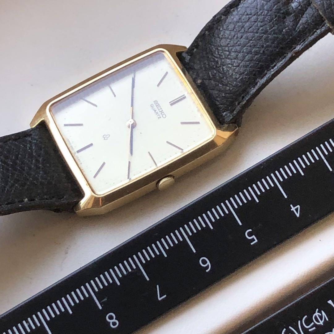 SEIKO クォーツ 時計 金色 ケース 黒レザー - メルカリ