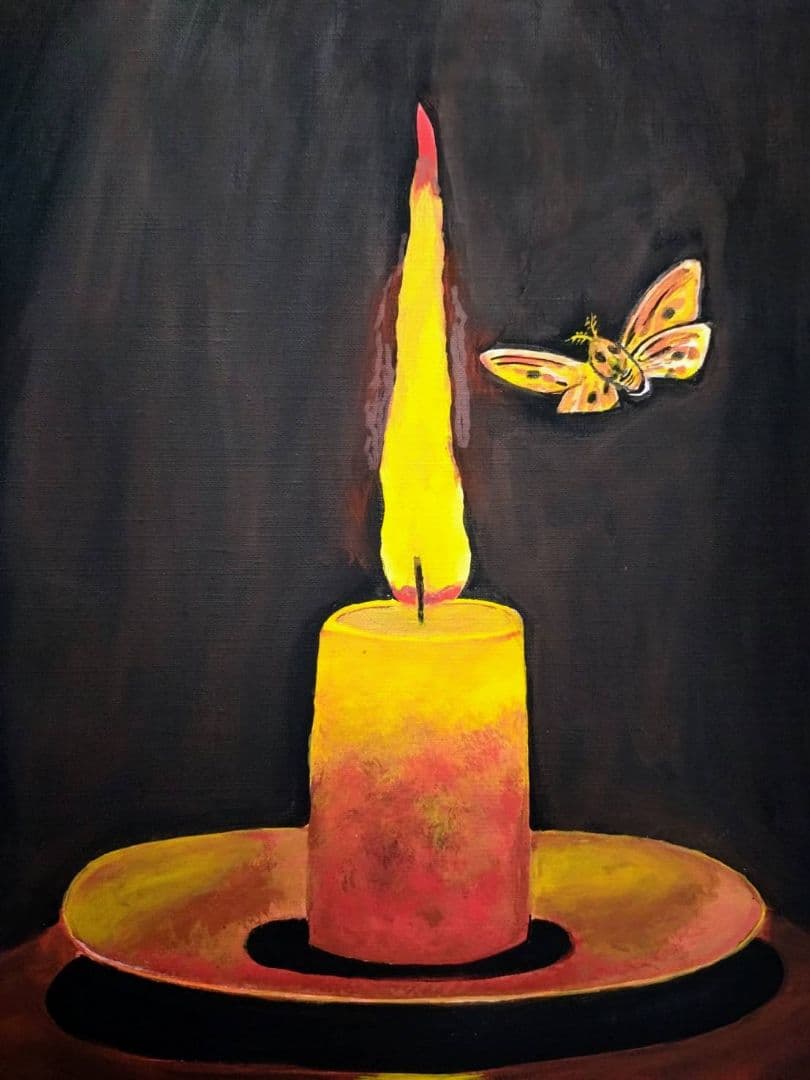 【F6号】髙島野十郎【蝋燭】手描き作品/表裏サイン有り/油彩/油絵/額縁/額装 【F6号】髙島野十郎【蝋燭】手描き作品/表裏サイン有り/油彩/油絵/額縁/額装