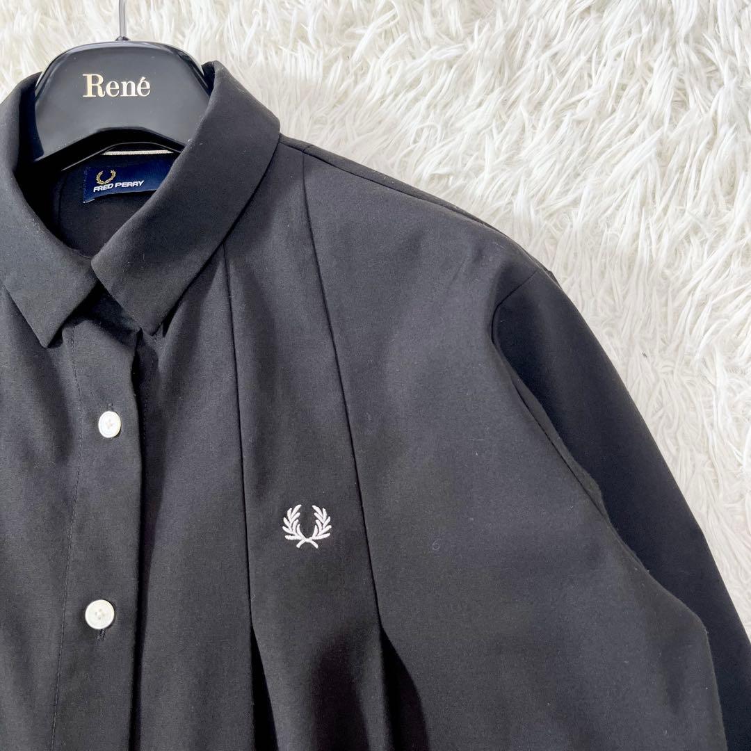 【極美品✨】FRED PERRY タック シャツ ワンピース ブラック 10 【極美品✨】FRED PERRY タック シャツ ワンピース ブラック 10