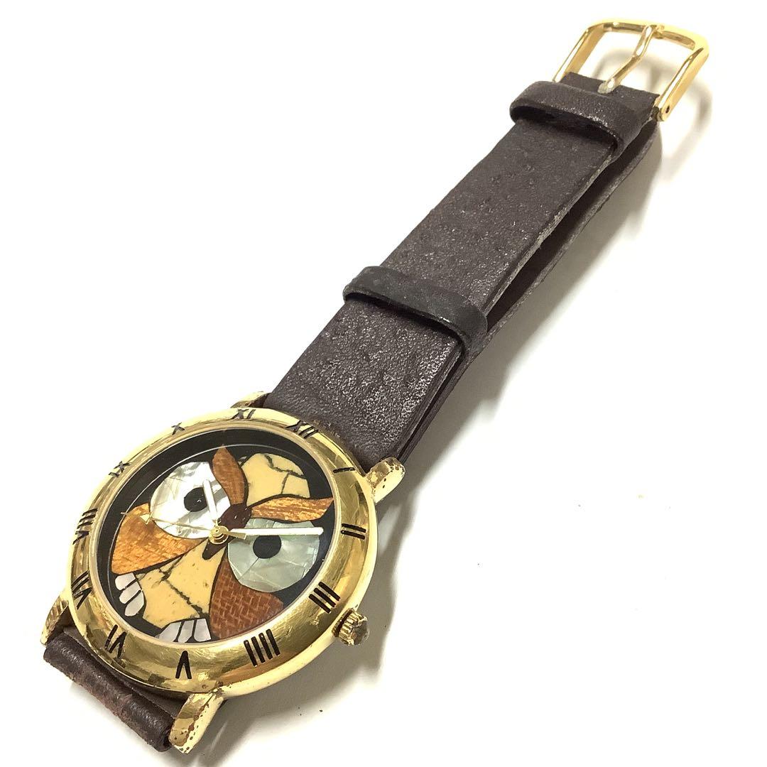 中古品、動作未確認】ピエールラニエ アナログ腕時計 ふくろう