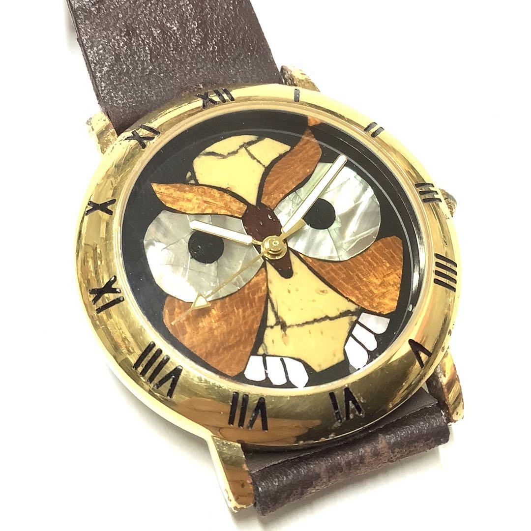 年末のプロモーション特価！ 中古品、動作未確認】ピエールラニエ ふくろう アナログ腕時計 時計