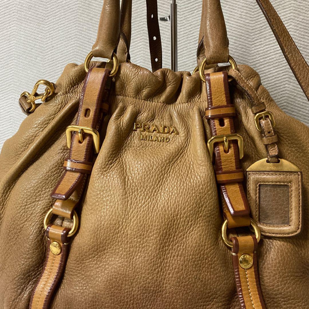 PRADA 2wayバッグ グラデーション レザー ゴールドロゴプレート