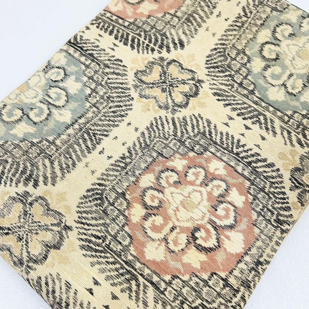 楽天市場】アンティーク 名古屋帯 檜扇に百花模様 刺繍 繻子