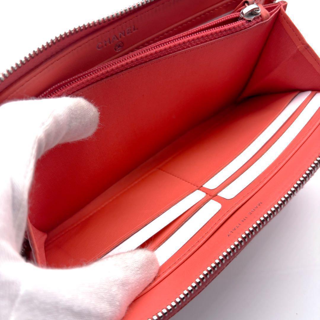 【極美品✨】シャネル 長財布 ニューカメリア ラウンドジップ