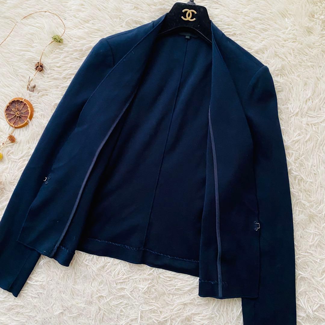 アナイ ダブルフェイス コットン ストレッチ カラーレス ジャケット 日本製