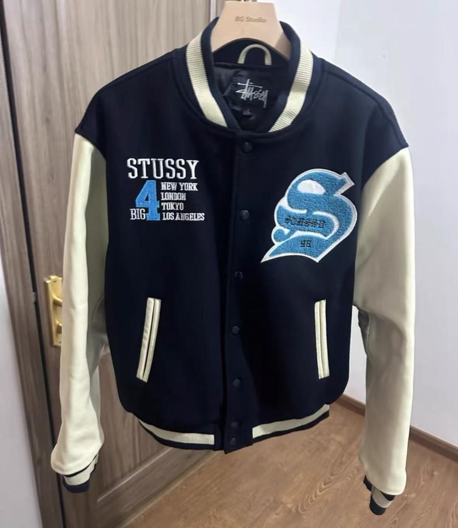 美品 OLD STUSSY Big4 スタジャン ブラック - メルカリ