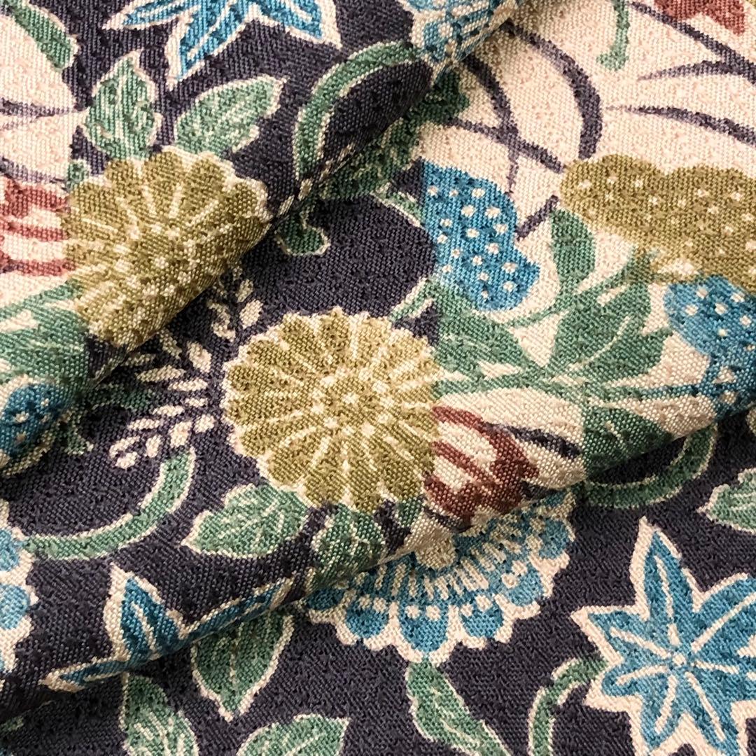 MK-1693 小紋 洗える着物 型染 花模様 トールサイズ 深藍色