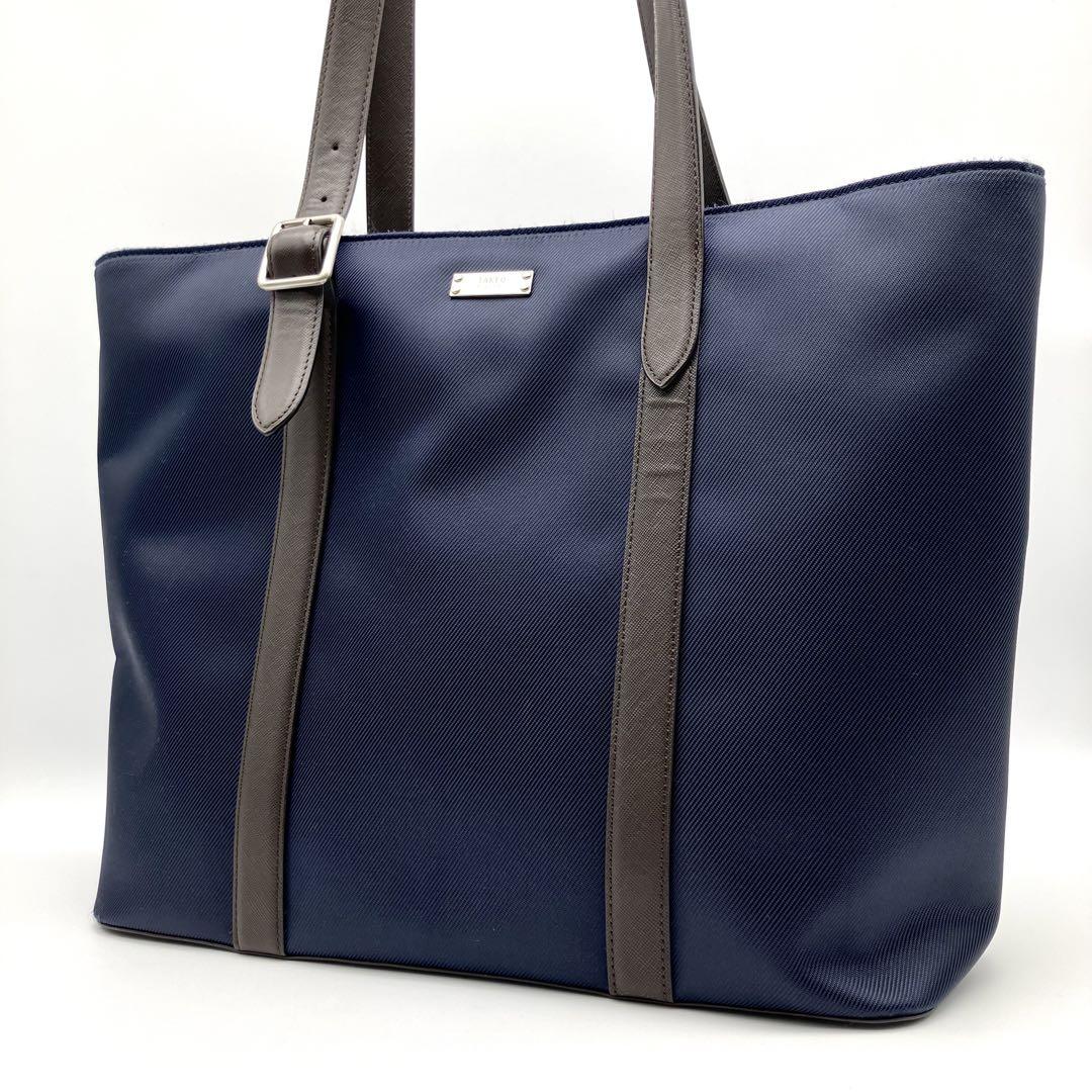 美品✨TAKEO KIKUCHI ナイロンレザーコンビトートバッグ TAKEO KIKUCHI タケオ キクチ ナイロン レザーコンビ トート