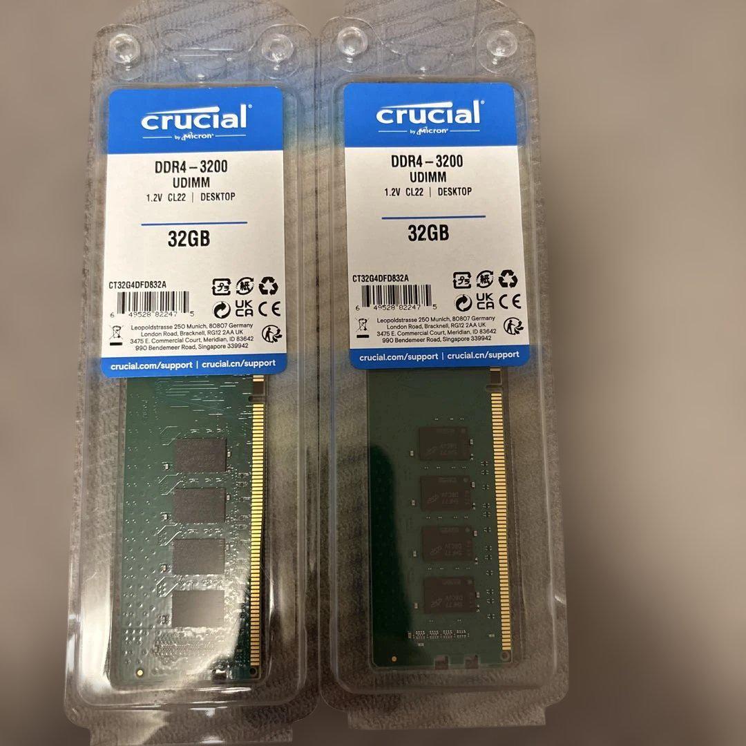 crucial DDR4-3200 UDIMM 32GB×2枚