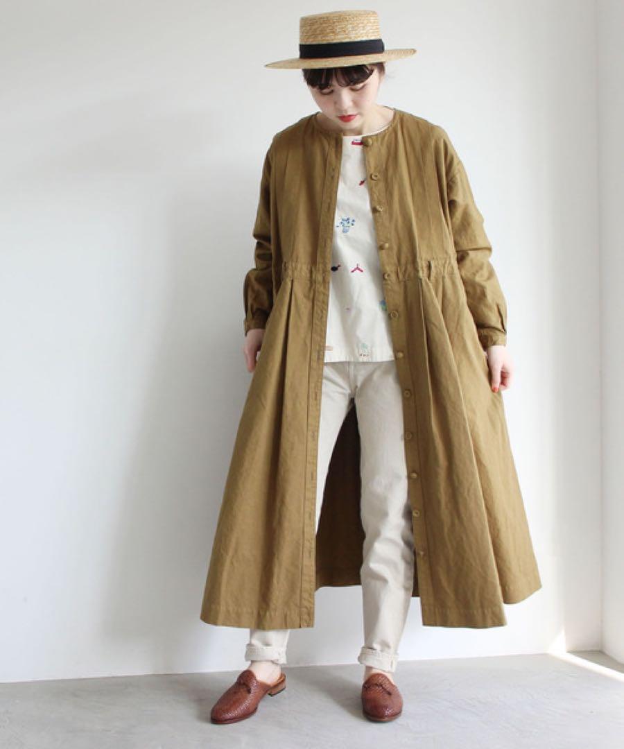 【SALE】アトリエドゥサボン コットンリネンキャンバス コートワンピース 画像1
