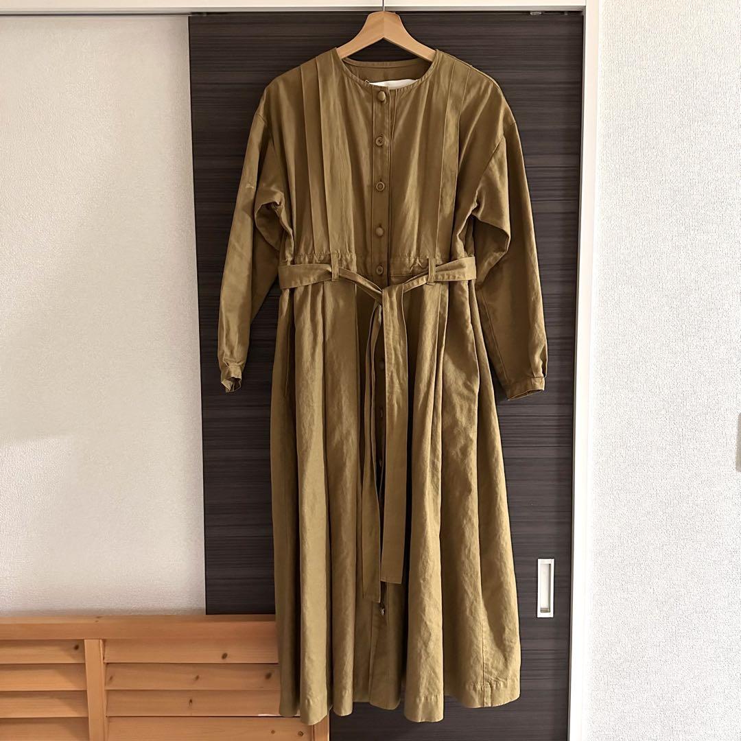【SALE】アトリエドゥサボン コットンリネンキャンバス コートワンピース 画像5