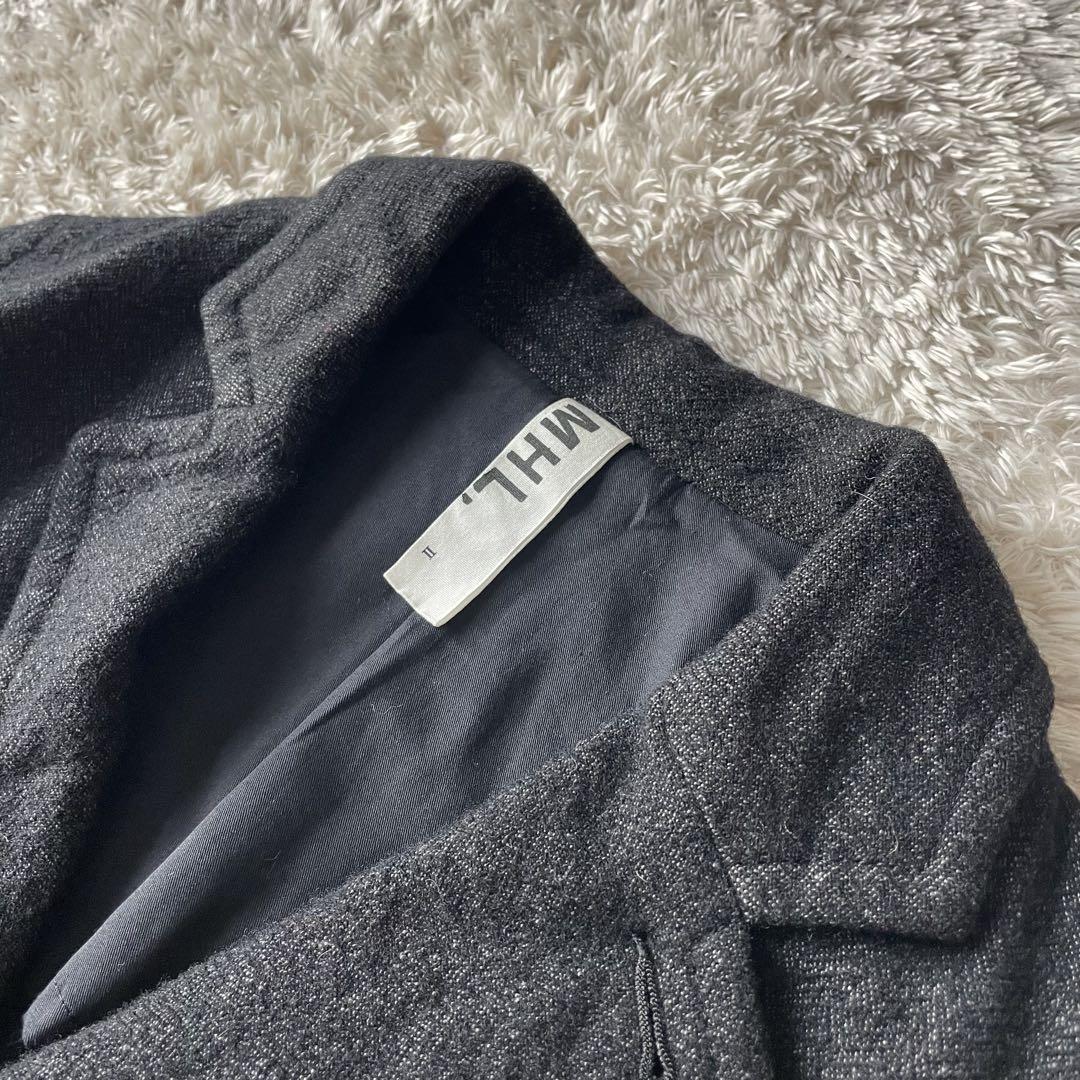 美品 MHL ウールリネンジャケット 2 ダークグレー