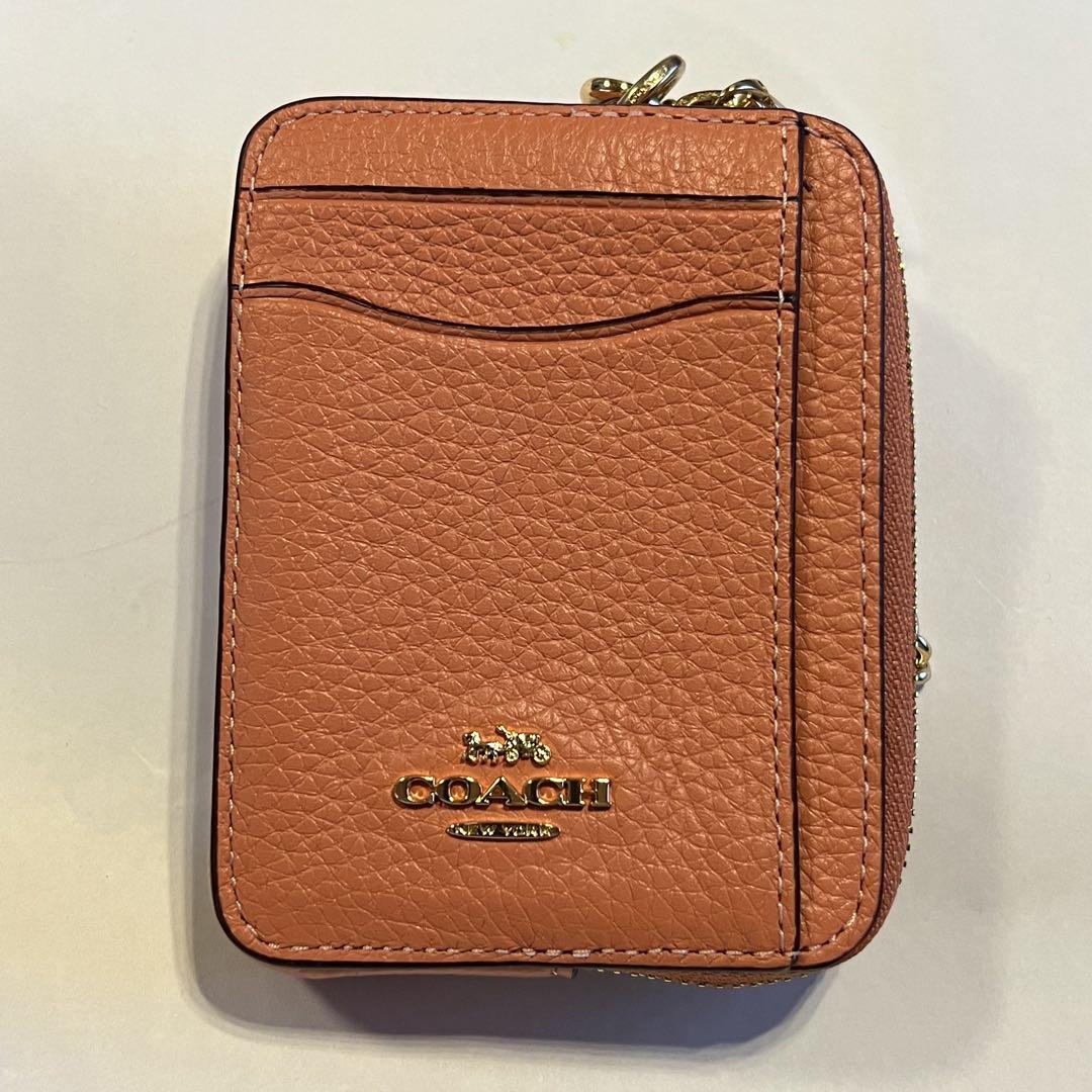 COACH ピンク レザー カードケース