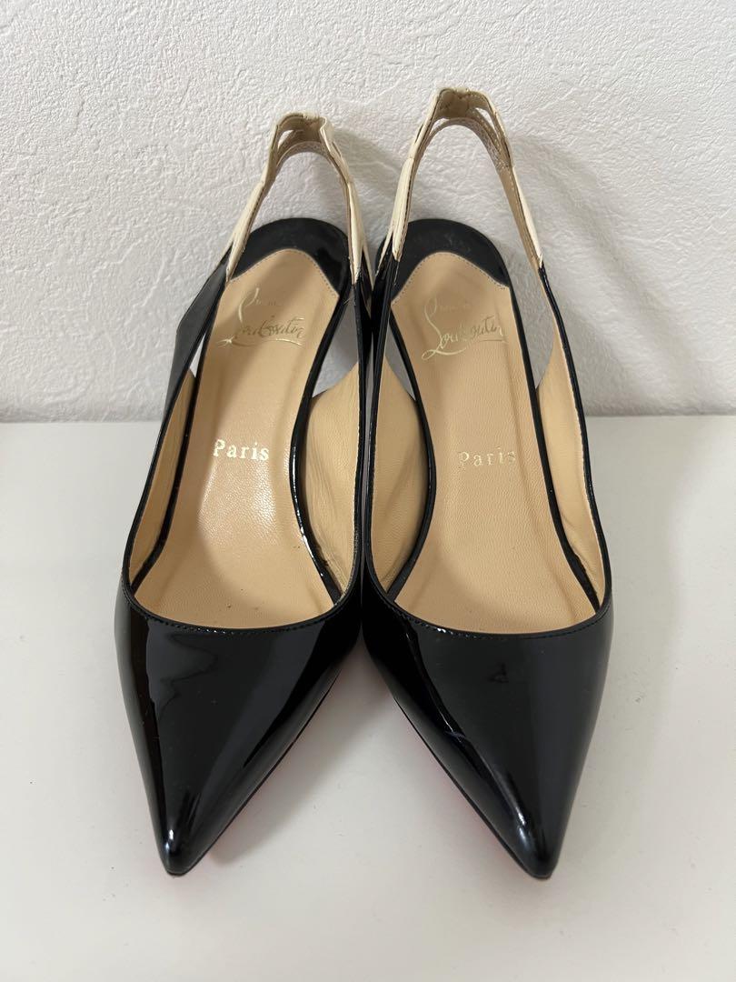 Christian Louboutin 黒エナメル ハイヒール EU35 靴