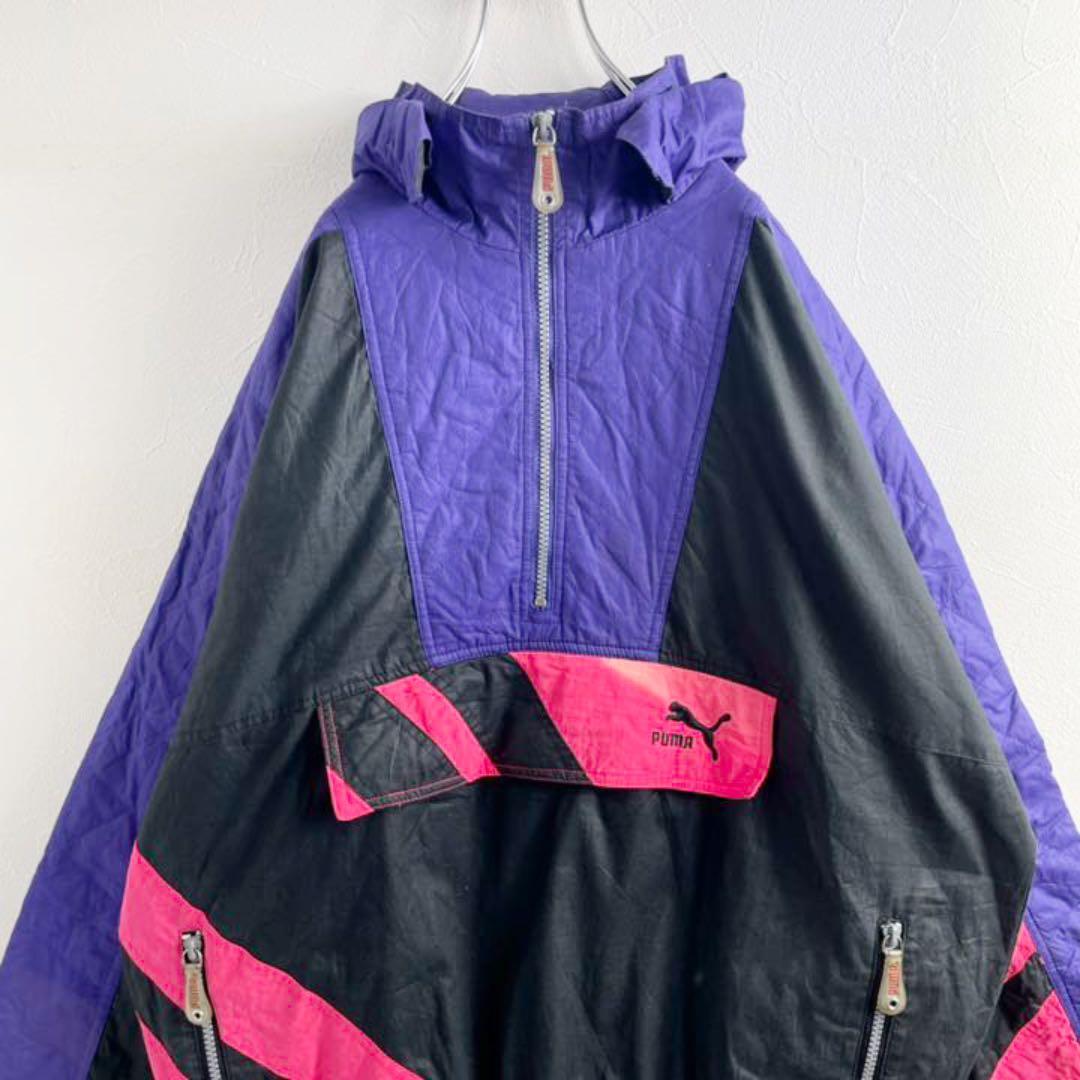 年代モノ】プーマ 刺繍ロゴ マルチカラー 90s アノラックナイロン