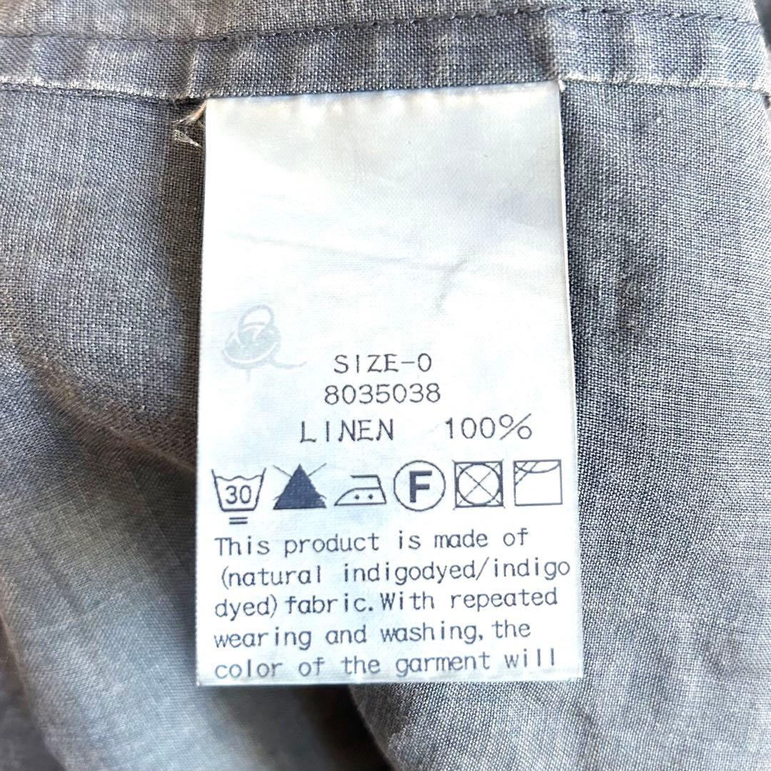 45R ワンピース　インディゴ　リネン　半袖　7部袖　ロング丈　洗える