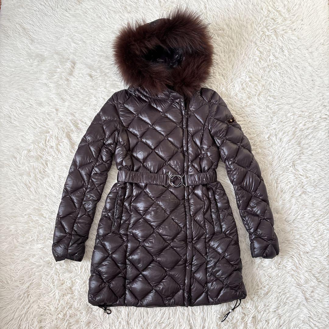TATRAS タトラス ベルト付 ダウンコート ファー ブラウンS TATRAS
