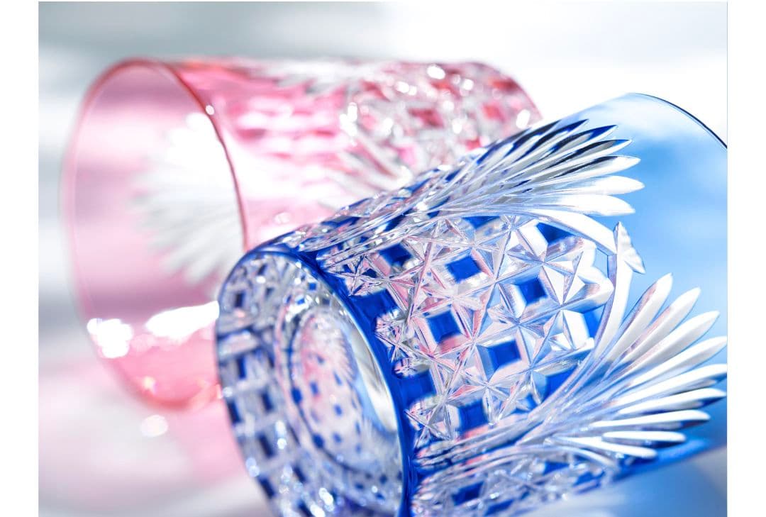 江戸切子　ペアロックグラス　 カガミクリスタル　tps370-2943ab